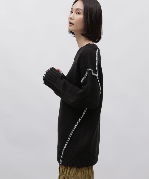 LAKOLE（ラコレ）の「3ゲージハンドステッチ風プルオーバー / 995960（ニット/セーター・レディース・ラベンダー/ライトグレー/ブラック/ナチュラル・SMALL/MEDIUM）」の12枚目の写真