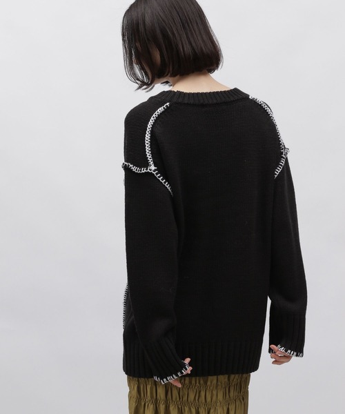 LAKOLE（ラコレ）の「3ゲージハンドステッチ風プルオーバー / 995960（ニット/セーター・レディース・ラベンダー/ライトグレー/ブラック/ナチュラル・SMALL/MEDIUM）」の13枚目の写真