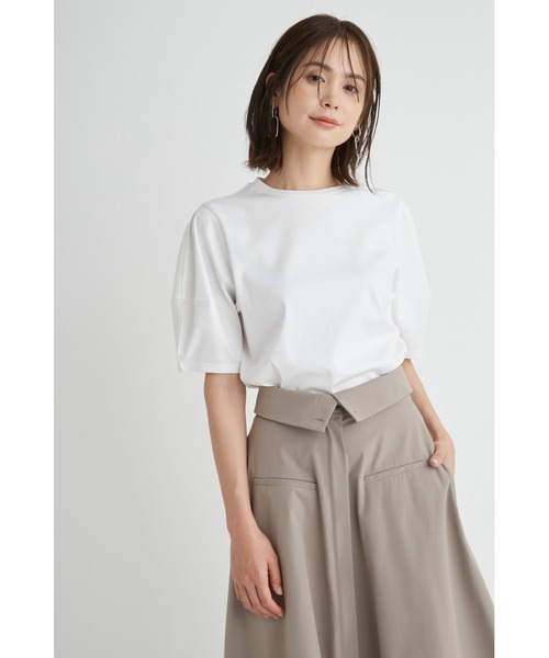 emmi（エミ）の「【emmi atelier】シルケットカットＴシャツ（Tシャツ/カットソー・レディース・ブラック/ブラウン/ライム/ホワイト・FREE）」の2枚目の写真