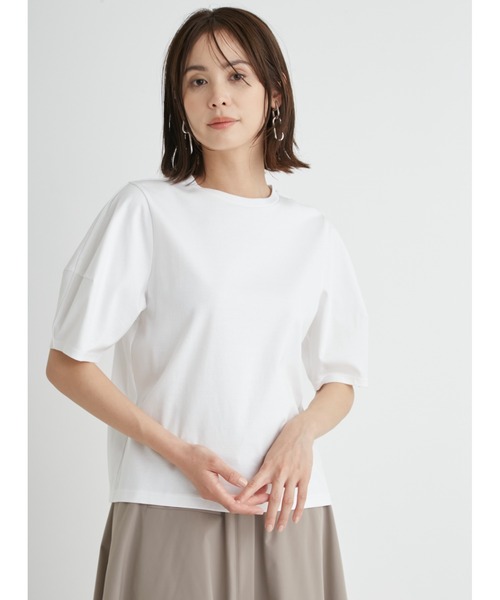 emmi（エミ）の「【emmi atelier】シルケットカットＴシャツ（Tシャツ/カットソー・レディース・ブラック/ブラウン/ライム/ホワイト・FREE）」の6枚目の写真