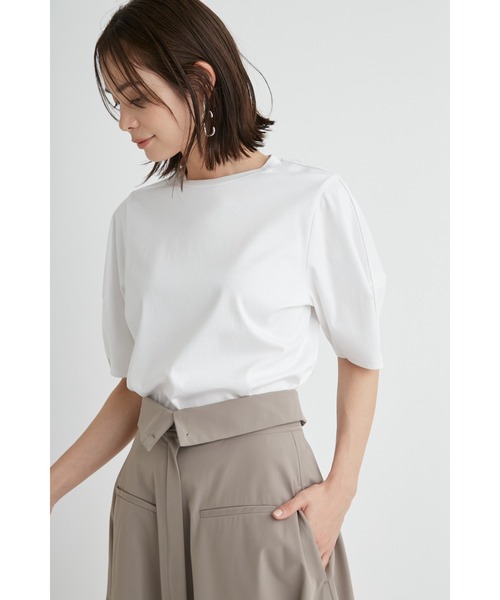 emmi（エミ）の「【emmi atelier】シルケットカットＴシャツ（Tシャツ/カットソー・レディース・ブラック/ブラウン/ライム/ホワイト・FREE）」の5枚目の写真