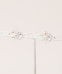 【R】小粒なチェコガラスフラワーピアス(MA)