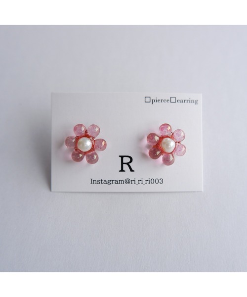 tone（トーン）の「【R】小粒なチェコガラスフラワーピアス(MA)（ピアス（両耳用）・レディース・ホワイト/グリーン/その他1/その他2/その他3/ピンク系その他/その他/オリーブ/ピンク・FREE）」の19枚目の写真