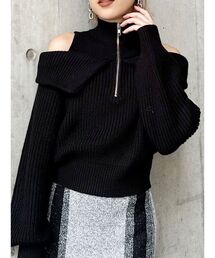 MURUA | ショルダーオープンハーフZIPニット(ニット/セーター)