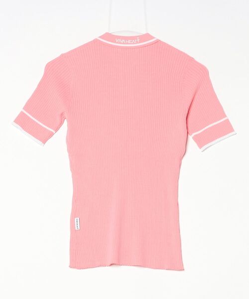 VIVA HEART（ビバハート）の「【VIVA HEART/GOLF】リブニット半袖ポロ（ポロシャツ・レディース・ピンク/オフホワイト/ブラック/ネイビー/サックスブルー・38/40/42）」の22枚目の写真