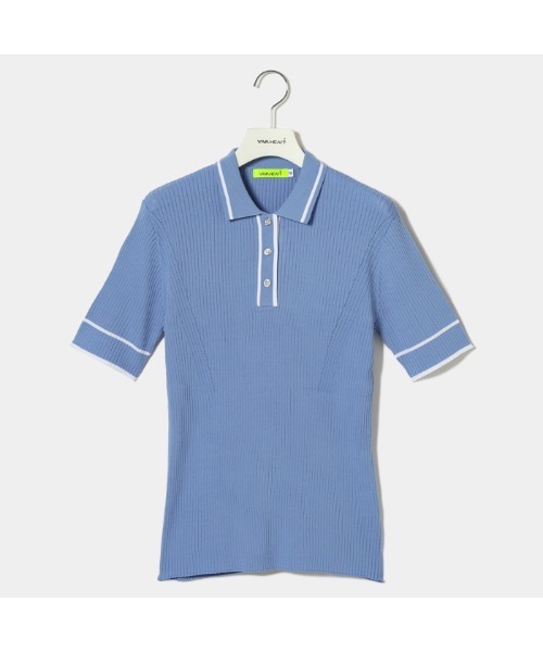 VIVA HEART（ビバハート）の「【VIVA HEART/GOLF】リブニット半袖ポロ（ポロシャツ・レディース・ピンク/オフホワイト/ブラック/ネイビー/サックスブルー・38/40/42）」の4枚目の写真