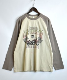 ラグラン ロゴ プリント ロングスリーブTシャツ/リンガー ロンT