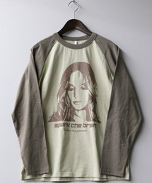 ラグラン ロゴ プリント ロングスリーブTシャツ/リンガー ロンT