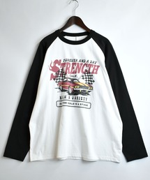 ラグラン ロゴ プリント ロングスリーブTシャツ/リンガー ロンT