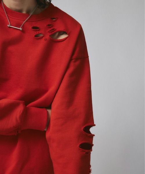 led.tokyo(レッドトウキョウ)の「【led.tokyo】DAMAGE SWEAT(スウェット・レディース・グレー/ピンク/レッド・FREE)」の15枚目の写真