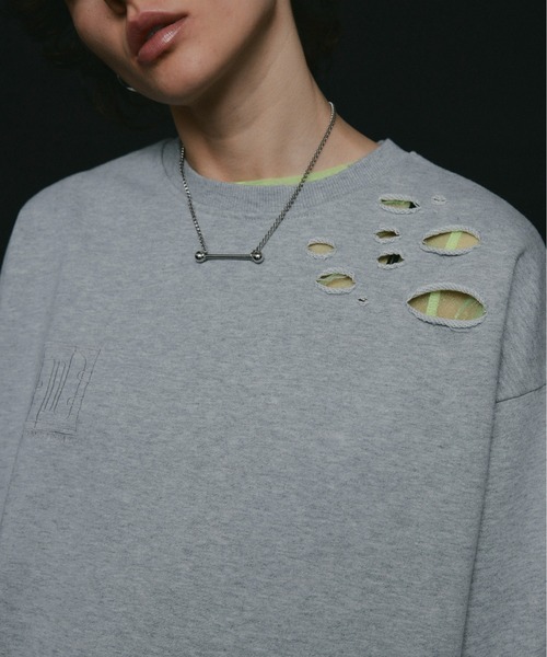 led.tokyo(レッドトウキョウ)の「【led.tokyo】DAMAGE SWEAT(スウェット・レディース・グレー/ピンク/レッド・FREE)」の11枚目の写真