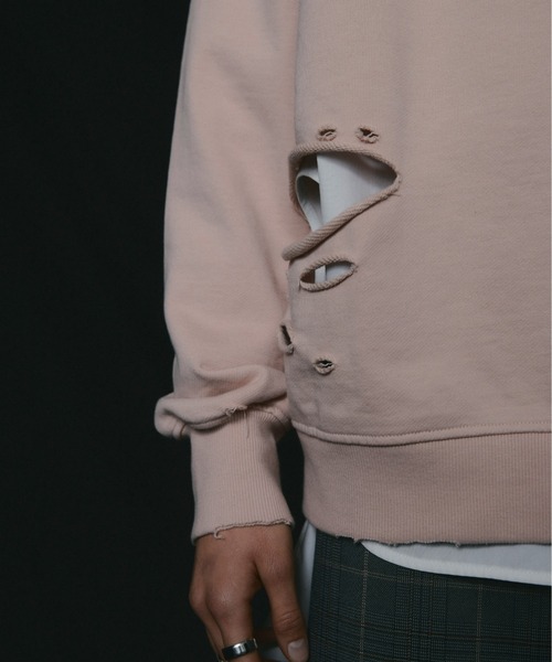 led.tokyo(レッドトウキョウ)の「【led.tokyo】DAMAGE SWEAT(スウェット・レディース・グレー/ピンク/レッド・FREE)」の4枚目の写真