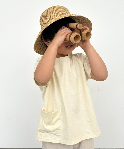 p.premier（ピードットプルミエ）の「イロチ買いしたいシンプルラグラン半袖Tシャツ（Tシャツ/カットソー・キッズ・クリーム/グレー/オフホワイト/ブラック/サックスブルー/グリーン/オレンジ・80/90/100/110/120/130/140）」の16枚目の写真