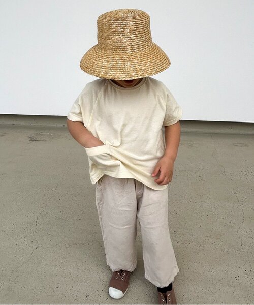 p.premier（ピードットプルミエ）の「イロチ買いしたいシンプルラグラン半袖Tシャツ（Tシャツ/カットソー・キッズ・クリーム/グレー/オフホワイト/ブラック/サックスブルー/グリーン/オレンジ・80/90/100/110/120/130/140）」の17枚目の写真