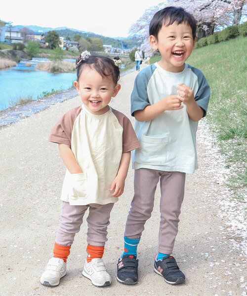 p.premier（ピードットプルミエ）の「イロチ買いしたいシンプルラグラン半袖Tシャツ（Tシャツ/カットソー・キッズ・クリーム/グレー/オフホワイト/ブラック/サックスブルー/グリーン/オレンジ・80/90/100/110/120/130/140）」の18枚目の写真