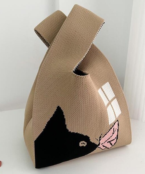 Miniministore（ミニミニストア）の「マルシェバッグ ニットバッグ ミニトート（トートバッグ・レディース・ブラック×レッド/アイボリー/ゼブラ/ブラック系2/ブルー/グリーン×ピンク/ネイビー/ピンク系1/ピンク系2/レオパード/ブラウン/ブラック系1/ベージュ系1/ベージュ系2/ホワイト系3/ホワイト系5/ブラウン系1/ライトブルー/ホワイト系1/ホワイト系2/ブラック系/ピンク系3/イエロー系1/ブラック×ホワイト/グリーン系2/ネイビー系1/パープル系1/ベージュ系3/ブラック系4/ブラック系5/ブルー系/ホワイト系7/ブラック系3/ホワイト系6・FREE）」の20枚目の写真