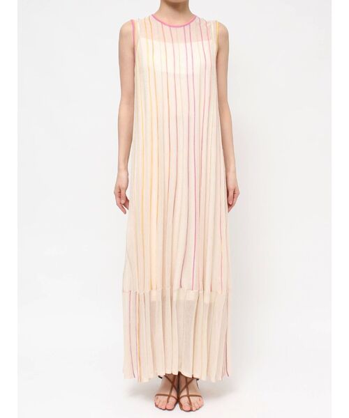 LAGUNAMOON（ラグナムーン）の「ラメレインボーニットワンピース（ワンピース・レディース・グリーン/アイボリー/オレンジ・MEDIUM/SMALL）」の4枚目の写真