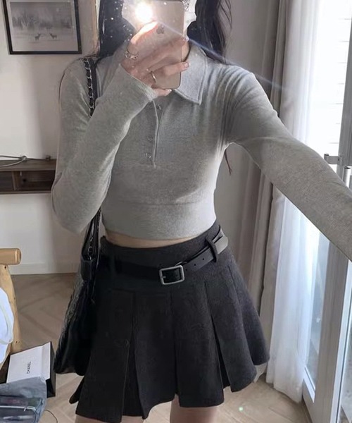 HALEY PESCA(ヘーリーペスカ)の「HALEY PESCA/無地ポロカットソー(Tシャツ/カットソー・レディース・グレー/ホワイト/ブラック・MEDIUM/SMALL/LARGE)」の3枚目の写真