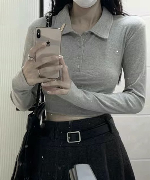 HALEY PESCA(ヘーリーペスカ)の「HALEY PESCA/無地ポロカットソー(Tシャツ/カットソー・レディース・グレー/ホワイト/ブラック・MEDIUM/SMALL/LARGE)」の18枚目の写真