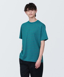 紳士 天竺編みクルーネック半袖Tシャツ(ボーダー)