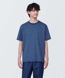 無印良品 | 紳士　天竺編みクルーネック半袖Ｔシャツ（ボーダー）(Tシャツ/カットソー)