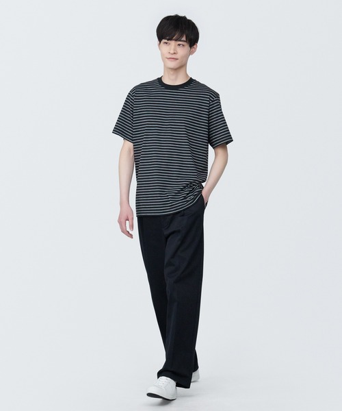 無印良品(ムジルシリョウヒン)の「紳士 天竺編みクルーネック半袖Tシャツ(ボーダー)(Tシャツ/カットソー・メンズ・ブラック系/オレンジ系4/グリーン系4/ホワイト系8/グレー系その他/ブルー系8/ダークグリーン系1/レッド系8・XS/S/M/L/XL)」の15枚目の写真