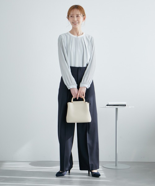 ROPE' PICNIC(ロペピクニック)の「ハイウエストセンタープレスパンツ/UVカット・セットアップ対応・リンクコーデ(その他パンツ・レディース・サックスブルー/ベージュ系その他2/ネイビー・40/38/36)」の9枚目の写真