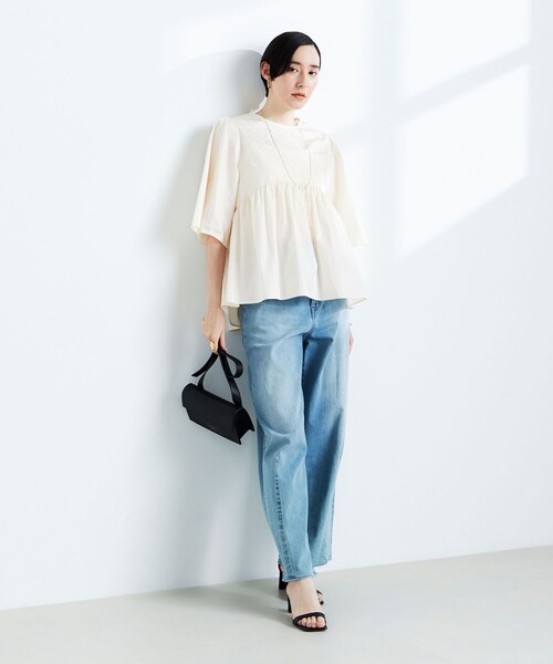 【NOLLEY'S】ドットブラウス NOLLEY'S ブラウス シャツ ドットギャザーショート丈ブラウス