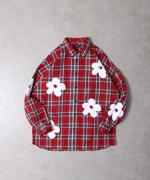 RE730 | Floral check long sleeve shirt / 花柄チェック長袖シャツ unisex(シャツ/ブラウス)