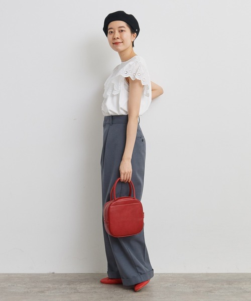Dot&Stripes CHILD WOMAN(ドットアンドストライプス チャイルドウーマン)の「40/2天竺レース ドッキングフレンチスリーブプルオーバー(Tシャツ/カットソー・レディース・ホワイト/ブラック・FREE)」の18枚目の写真