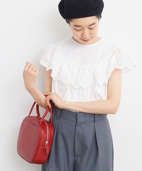Dot&Stripes CHILD WOMAN(ドットアンドストライプス チャイルドウーマン)の「40/2天竺レース ドッキングフレンチスリーブプルオーバー(Tシャツ/カットソー・レディース・ホワイト/ブラック・FREE)」の13枚目の写真