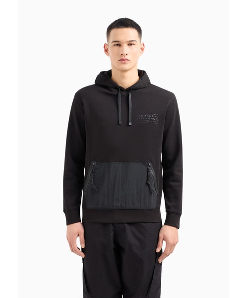 ARMANI EXCHANGE(アルマーニエクスチェンジ)の「【A|X アルマーニ エクスチェンジ】ジップデザイン フーデッドスウェットプルオーバー(スウェット・メンズ・ブラック/グリーン・X-LARGE/X-SMALL/XX-LARGE/LARGE/MEDIUM/SMALL)」の2枚目の写真