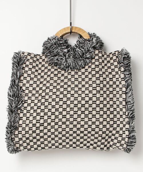 sara mallika（サラ マリカ）の「JACQUARD TOTE BAG（ハンドバッグ・レディース・ブラック/レッド・FREE）」の2枚目の写真
