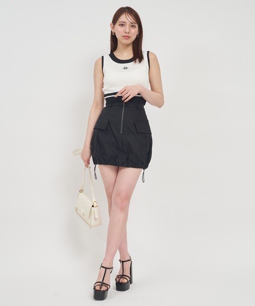 ROYAL PARTY（ロイヤルパーティー）の「配色ロゴ刺繍クロップドニットトップス（ニット/セーター・レディース・ブラック/グレー/オフホワイト・FREE）」の11枚目の写真