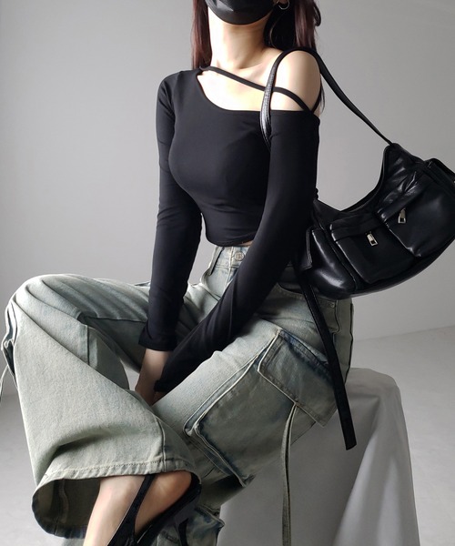 me+em select(ミームセレクト)の「※※【 4size / 2color 】4ポケットストラップヴィンテージルーズカーゴデニム / 4 pocket strap vintage loose cargo denim(デニムパンツ・レディース・ダークブルー/ライトブルー・MEDIUM/SMALL/X-LARGE/LARGE)」の15枚目の写真