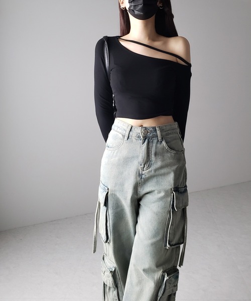 me+em select(ミームセレクト)の「※※【 4size / 2color 】4ポケットストラップヴィンテージルーズカーゴデニム / 4 pocket strap vintage loose cargo denim(デニムパンツ・レディース・ダークブルー/ライトブルー・MEDIUM/SMALL/X-LARGE/LARGE)」の19枚目の写真