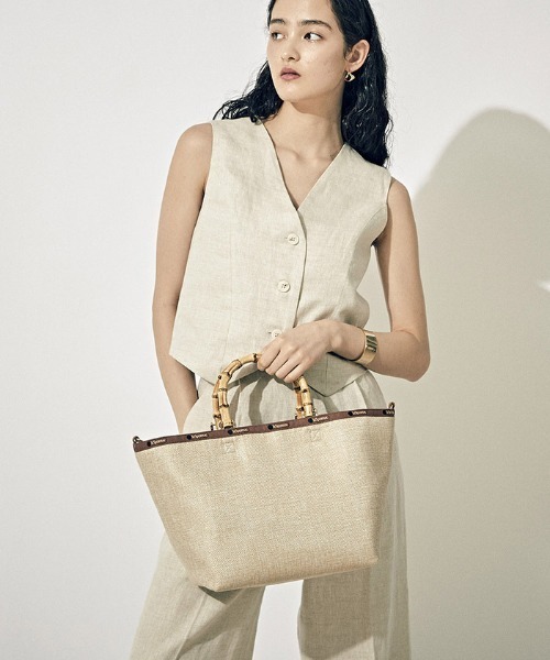 LeSportsac（レスポートサック）の「MED BAMBOO RAFFIA TOTE ラフィアナチュラル（トートバッグ・レディース・ベージュ・FREE）」の3枚目の写真