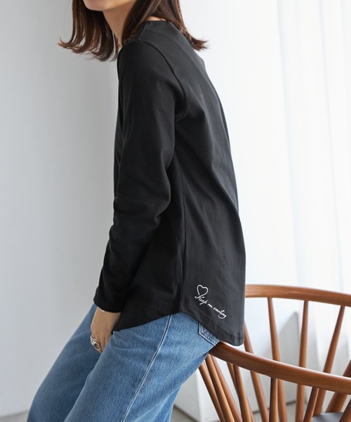 each(イーチ)の「ハート柄アソートロングTシャツ(Tシャツ/カットソー・レディース・ブラック/ホワイト×レッド/ブラック×レッド/シルバー/ブラック系その他/ホワイト/ホワイト系その他・FREE)」の5枚目の写真
