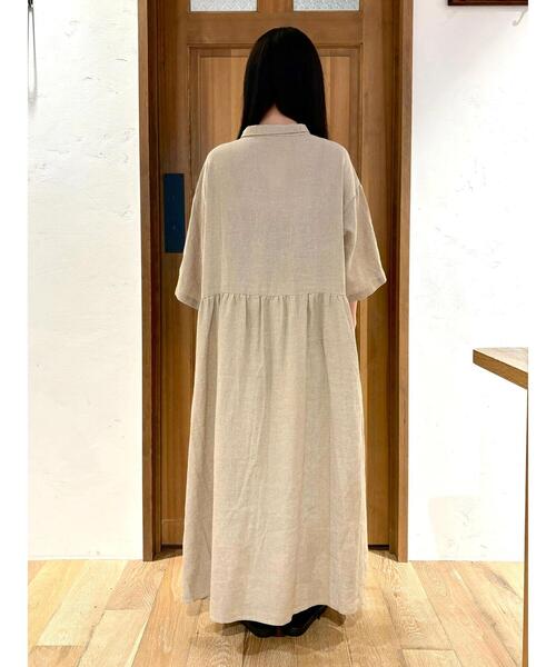 Samansa Mos2（サマンサ モスモス）の「【Sサイズ / WEB限定】【イージーケア】柄アソートリネン混シャツワンピース（ワンピース・レディース・グリーン/ブラック/ラベンダー/ベージュ/チャコールグレー・S/M）」の20枚目の写真