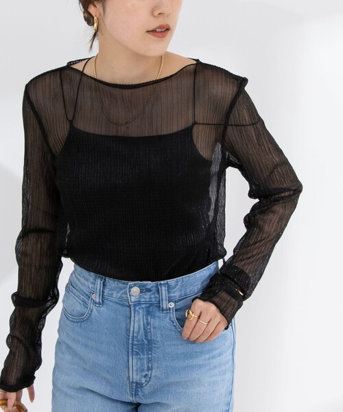 NOLLEY’S（ノーリーズ）の「シアラメプリーツプルオーバーカットソー（Tシャツ/カットソー・レディース・ブラック/ゴールド・38）」の2枚目の写真