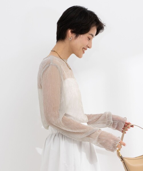 NOLLEY’S（ノーリーズ）の「シアラメプリーツプルオーバーカットソー（Tシャツ/カットソー・レディース・ブラック/ゴールド・38）」の7枚目の写真