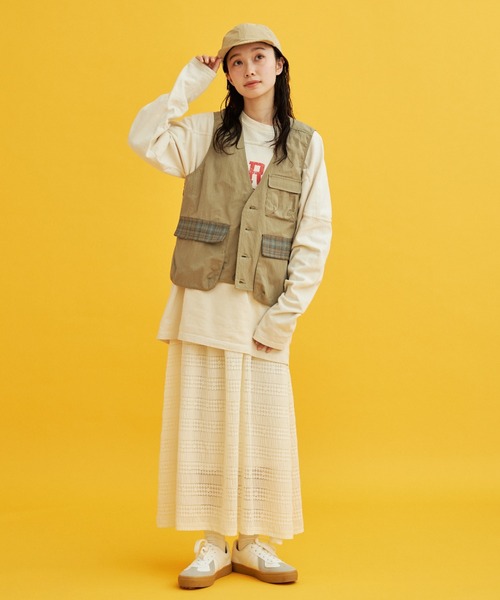 eLur(エラー)の「チェックハンティングベスト(ベスト・レディース・ベージュ/カーキ・FREE)」の18枚目の写真
