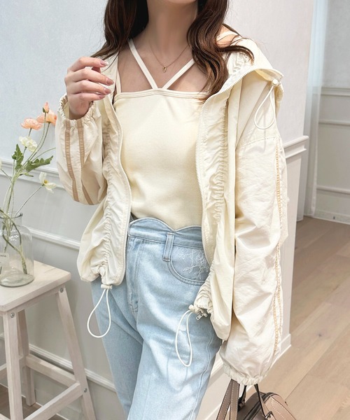 apres jour(アプレジュール)の「ナイロンラインパーカー【ZOZOTOWN限定アイテム】(シャツ/ブラウス・レディース・ピンク/アイボリー/グレイッシュベージュ・フリー/X-LARGE)」の22枚目の写真
