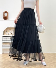 ABITOKYO | パイピングボリュームチュールティアードロングスカート(スカート)
