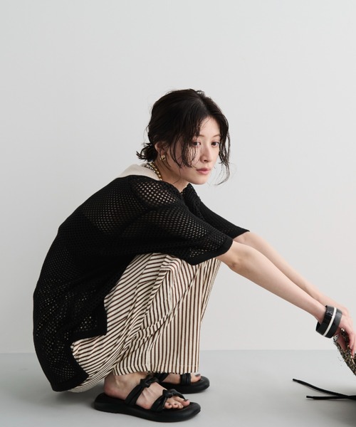 MERLOT（メルロー）の「ストライプイージーロングパンツ（その他パンツ・レディース・ブラック/ブラウン・FREE）」の18枚目の写真