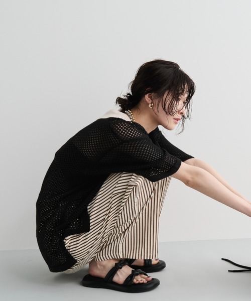 MERLOT（メルロー）の「ストライプイージーロングパンツ（その他パンツ・レディース・ブラック/ブラウン・FREE）」の19枚目の写真