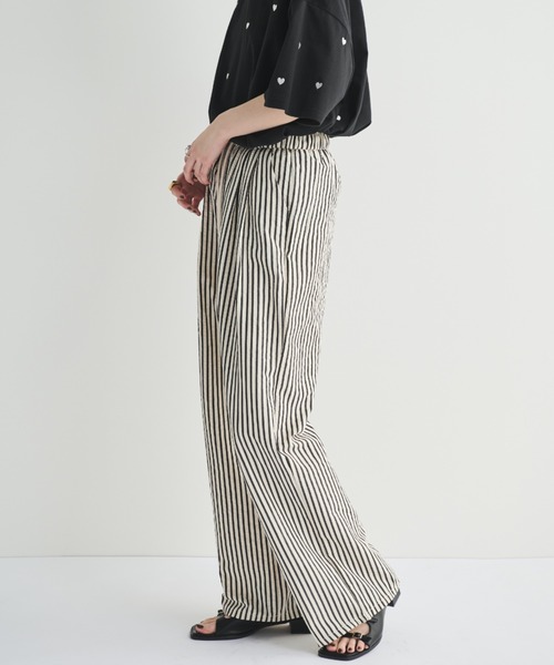MERLOT（メルロー）の「ストライプイージーロングパンツ（その他パンツ・レディース・ブラック/ブラウン・FREE）」の4枚目の写真