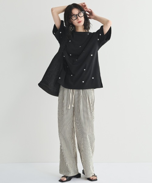 MERLOT（メルロー）の「ストライプイージーロングパンツ（その他パンツ・レディース・ブラック/ブラウン・FREE）」の6枚目の写真