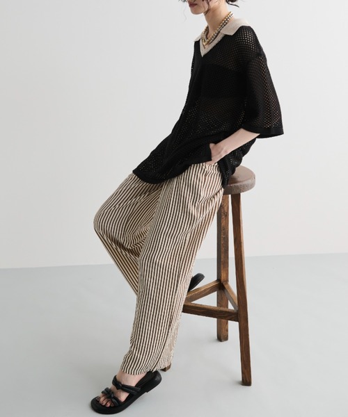 MERLOT（メルロー）の「ストライプイージーロングパンツ（その他パンツ・レディース・ブラック/ブラウン・FREE）」の22枚目の写真