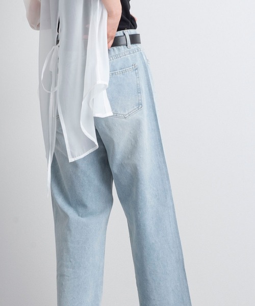 Diosfront(ディオスフロント)の「ラインストーンストレートワイドデニムパンツ(デニムパンツ・レディース・ブルー・S/M/L/XL/XXL)」の18枚目の写真